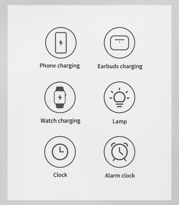 15W Output Wireless Charger Stand 6 In 1 Desktop with Multifunction and Alarm Clock