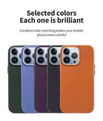 Dark Grey Magnetic Wireless Charger Pu Leather Phone Case for iPhone 14 Pro Max ' Choice