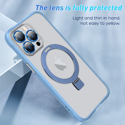 Matt Skin Full Lens Cover Anti Slip Magnetic Wireless Charger Phone Case for iPhone 14 Pro 14 Pro Max Kick Stand and Shockproof