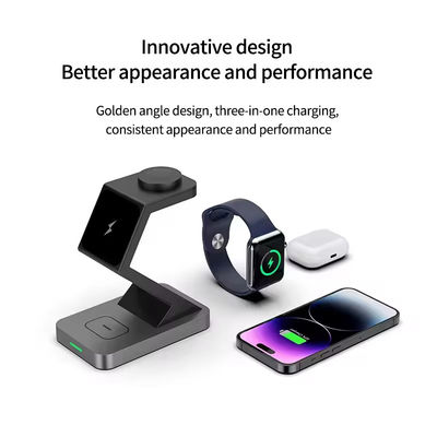 500PC Free Logo Service 3 In 1 Charging Station With Magnetic Wireless Charger Pad