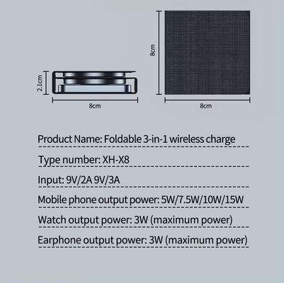 Foldable Wireless Charger 15W Fast Charging Stand Station 3 In 1 Magnetic Portable