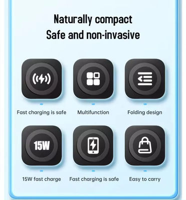 12V/2A Input Portable Magnetic 3 In 1 Wireless Charger Foldable Fast Charging Station with QC3.0 Function